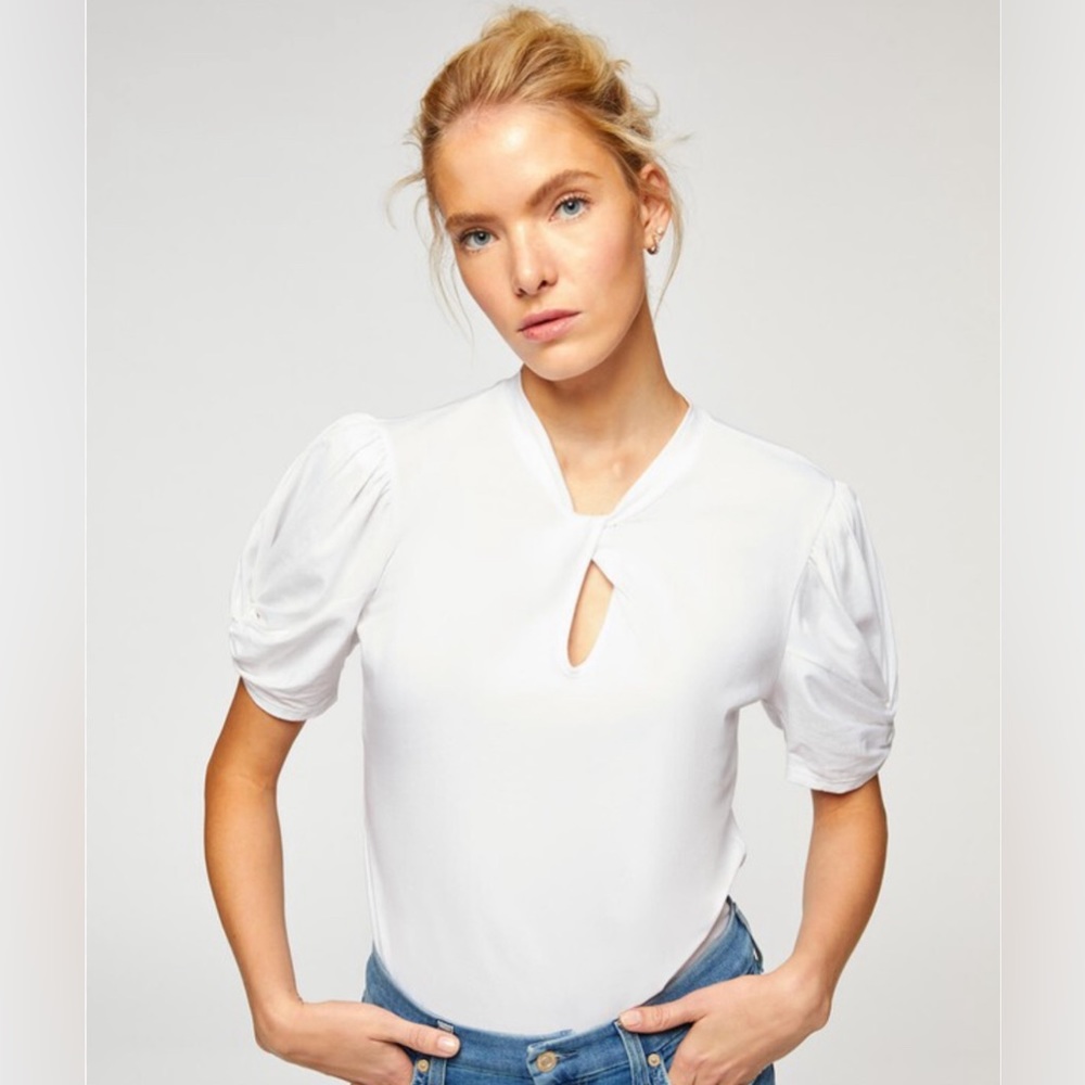 7 for All Mankind Twist Neck Top - White